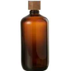 J-LINE - Vase bouteille vintage en verre marron 13x13x33 cm