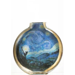 J-LINE - Vase en céramique multicolore 24.5x5x25 cm "les chartistes inspired by the starry night large"