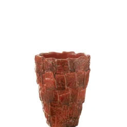 J-LINE - Vase en céramique rouge 21.5x21.5x28 cm