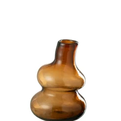 J-LINE - Vase en verre marron 19x19x27 cm
