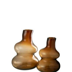 J-LINE - Vase en verre marron 22.5x22.5x33 cm