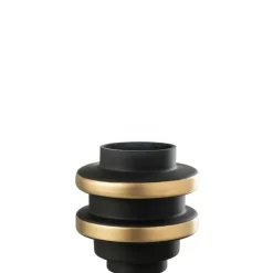 J-LINE - Vase en verre noir 22x22x24 cm