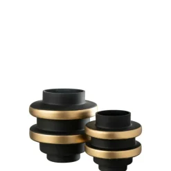 J-LINE - Vase en verre noir 22x22x24 cm