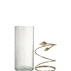 J-LINE - Vase en verre transparent 15x15x40 cm