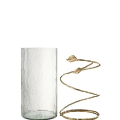 J-LINE - Vase en verre transparent 17.5x17.5x34 cm