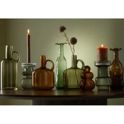 J-LINE - Vase en verre vert 9.5x9.5x33 cm