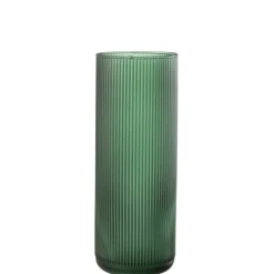J-LINE - Vase en verre vert 10.5x10.5x28 cm