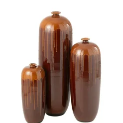 J-LINE - Vase haut en céramique marron 28x28x95 cm