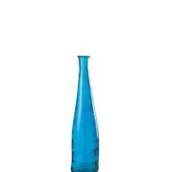 J-LINE - Vase haut en verre bleu 18x18x80 cm