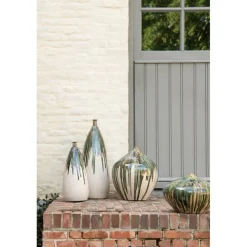 J-LINE - Vase haut peint en céramique 22x22x51 cm