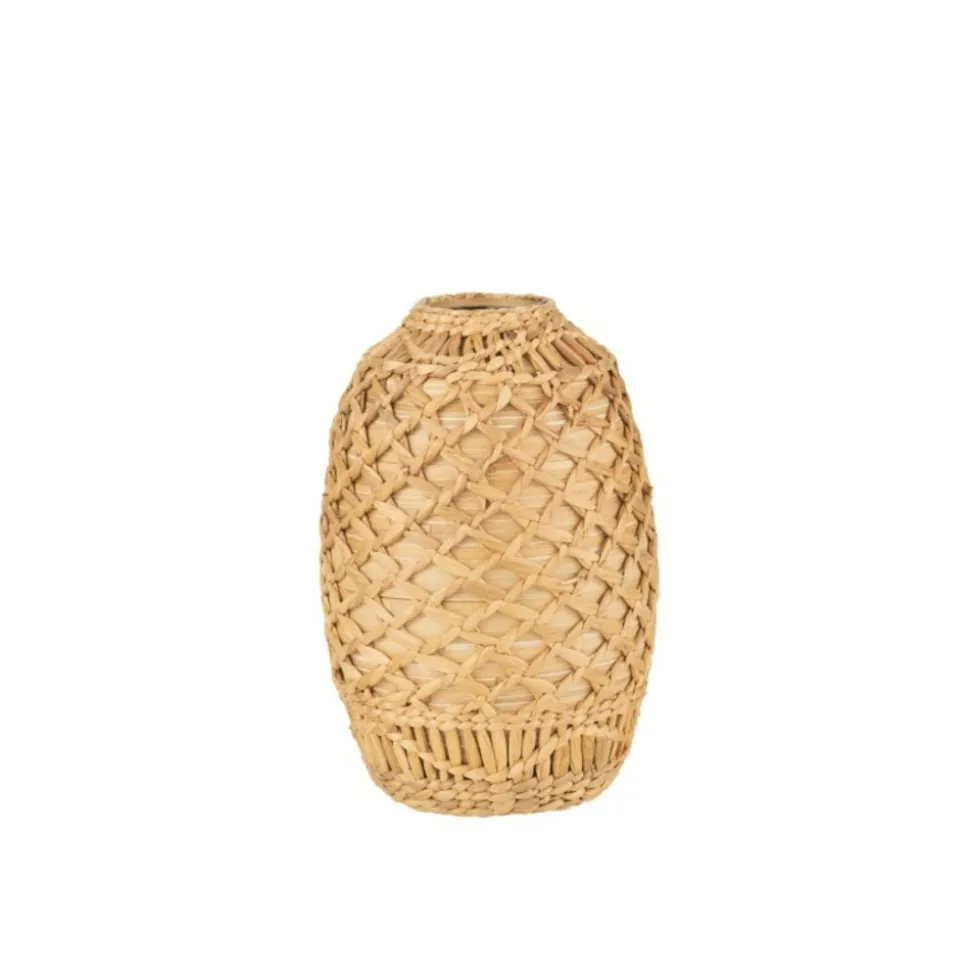 J-LINE - Vase tressé en bois crème 24x24x37 cm