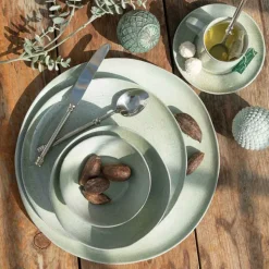 JOLIPA - Lot 6 assiettes eclaboussures menthe large 3x34cm