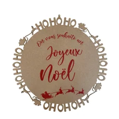 KELPI - Couronne Père Noël "Hohoho - On vous souhaite un Joyeux Noël", D.50 cm