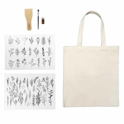 KIKKERLAND - Tote bag à customiser - images florales noires