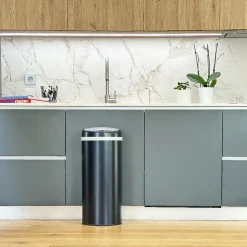 KITCHEN MOVE - Poubelle de cuisine automatique soho noir acier inoxydable 42 l