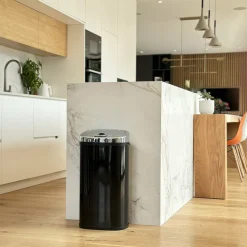 KITCHEN MOVE - Poubelle de cuisine automatique largo noir acier inoxydable 42 l