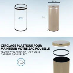 KITCHEN MOVE - Poubelle de cuisine automatique soho taupe acier inoxydable 42 l
