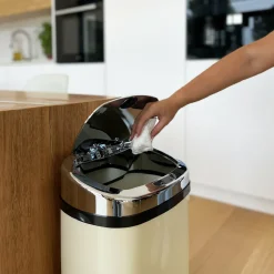 KITCHEN MOVE - Poubelle de cuisine automatique largo beige acier inoxydable 42 l