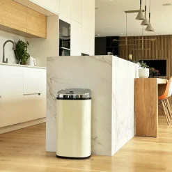 KITCHEN MOVE - Poubelle de cuisine automatique largo beige acier inoxydable 42 l