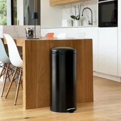 KITCHEN MOVE - Poubelle de cuisine à pédale urban noir acier inoxydable 30 l