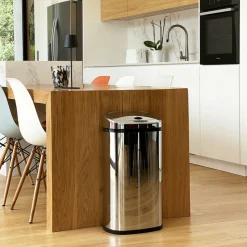 KITCHEN MOVE - Poubelle de cuisine automatique largo argent acier inoxydable 42 l