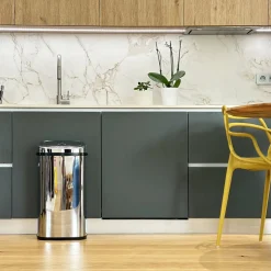 KITCHEN MOVE - Poubelle de cuisine automatique largo argent acier inoxydable 42 l