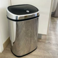 KITCHEN MOVE - Poubelle de cuisine push city argent acier inoxydable 58 l