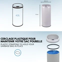 KITCHEN MOVE - Poubelle de cuisine automatique soho blanc acier inoxydable 42 l