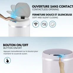 KITCHEN MOVE - Poubelle de cuisine automatique soho blanc acier inoxydable 42 l