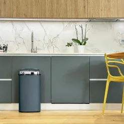 KITCHEN MOVE - Poubelle de cuisine automatique largo gris acier inoxydable 42 l