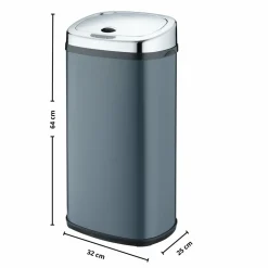KITCHEN MOVE - Poubelle de cuisine automatique largo gris acier inoxydable 42 l