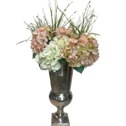 LA GRANDE PRAIRIE - Vase médicis aluminium argenté 30x30x51cm