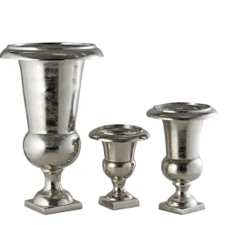 LA GRANDE PRAIRIE - Vase médicis aluminium argenté 30x30x51cm