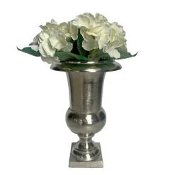 LA GRANDE PRAIRIE - Vase médicis aluminium argenté 22x22x32cm