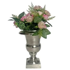 LA GRANDE PRAIRIE - Vase médicis aluminium argenté 18x18x24cm