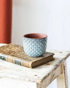 LA GREEN TOUCH - Mini cache pot - relief bleu