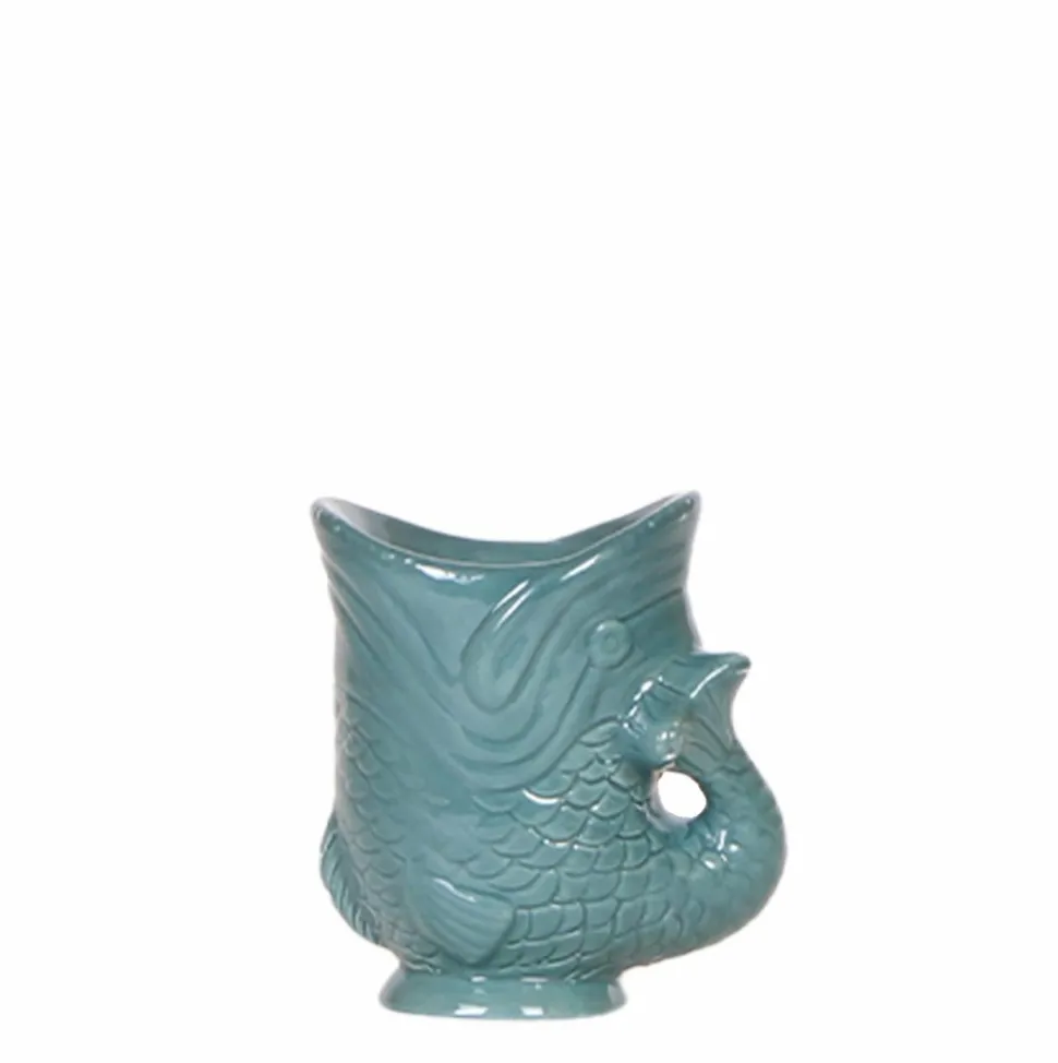 LA GREEN TOUCH - Pot décoratif fish vert en céramique