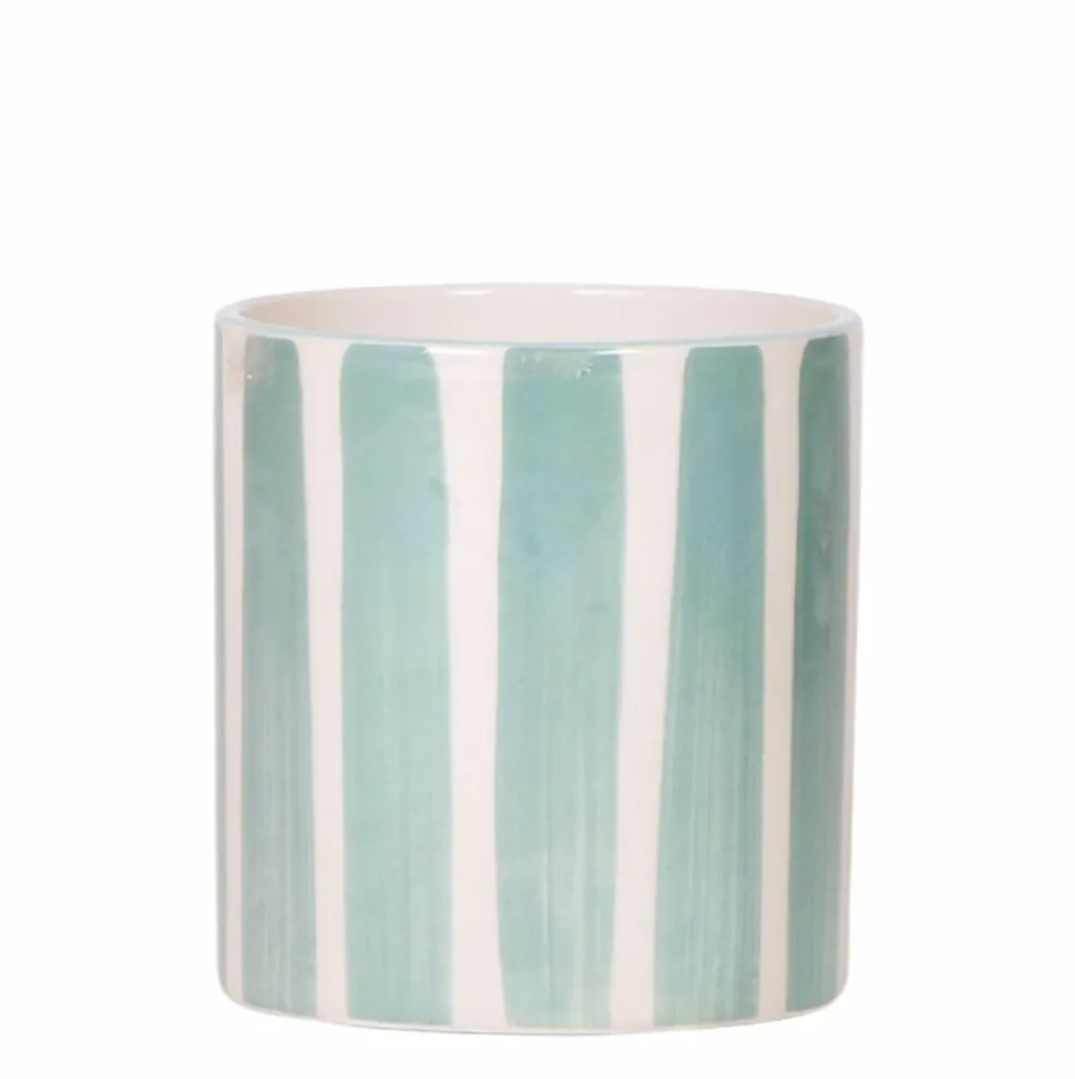 LA GREEN TOUCH - Pot décoratif painted stripe turquoise