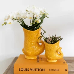 LA GREEN TOUCH - Pot décoratif fish en céramique orange