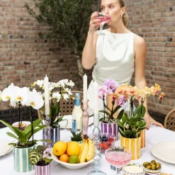 LA GREEN TOUCH - Pot décoratif painted stripe - lilas