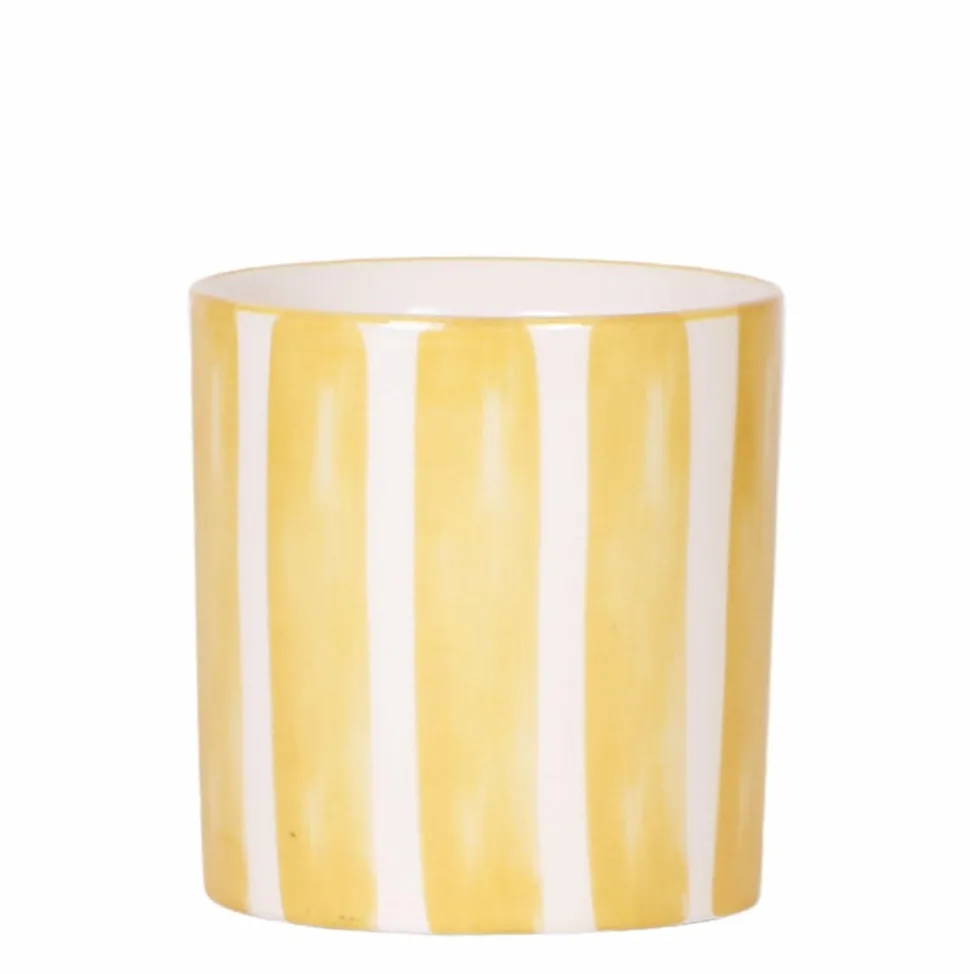 LA GREEN TOUCH - Pot décoratif à rayures peintes - jaune