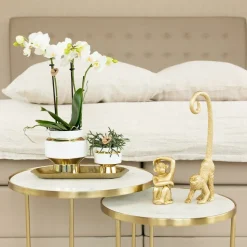 LA GREEN TOUCH - Singe assis or - figurine décorative