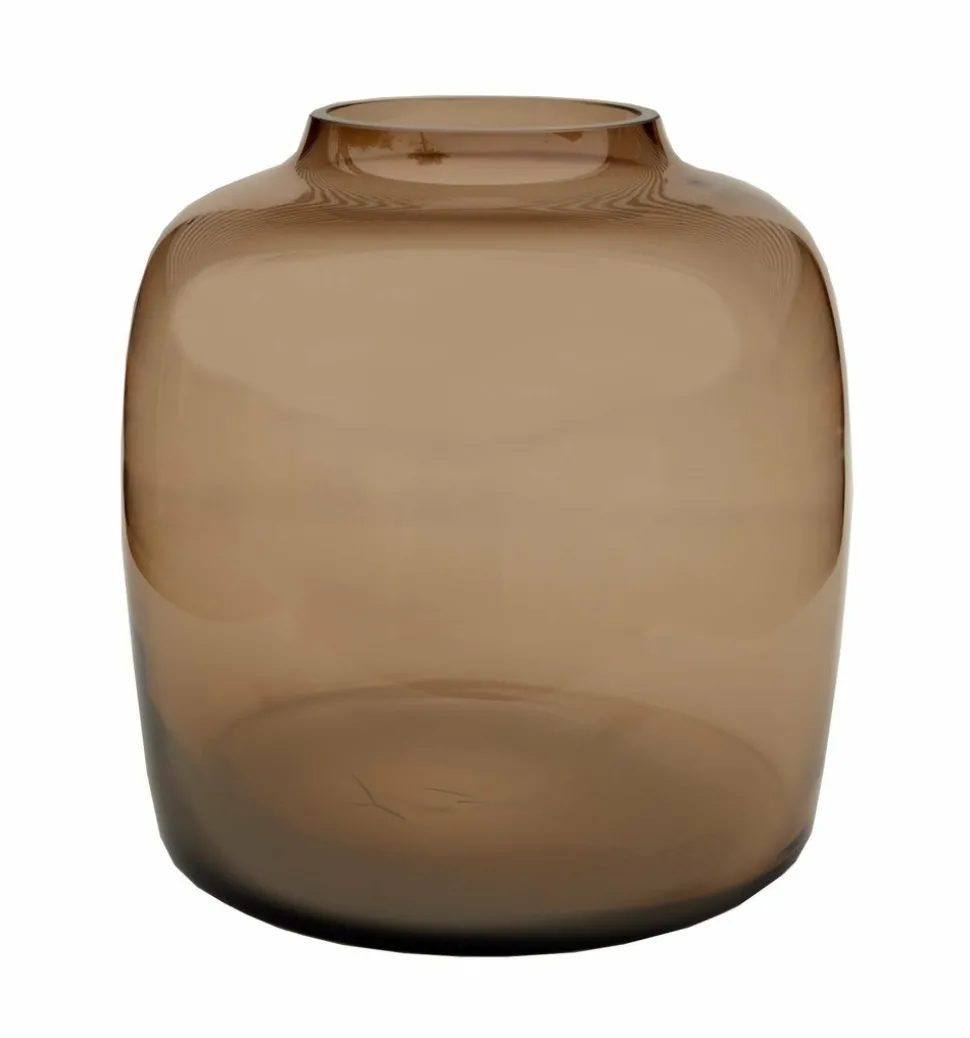LA GREEN TOUCH - Vase en verre taupe - h25cm, ø25cm