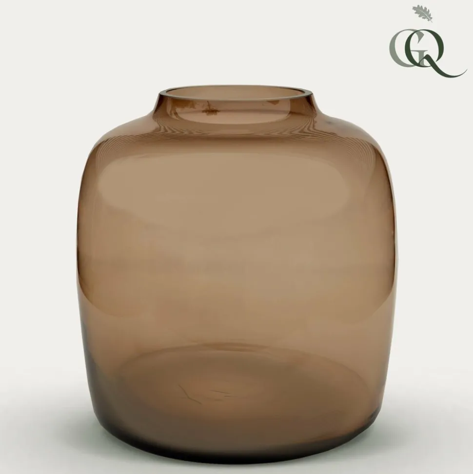 LA GREEN TOUCH - Vase en verre taupe - h25cm, ø25cm