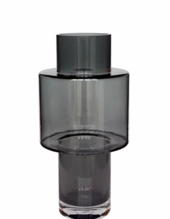 LA GREEN TOUCH - Vase en verre gris - h40cm, ø20cm