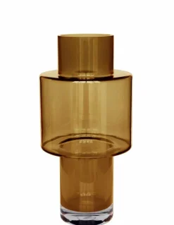 LA GREEN TOUCH - Vase en verre taupe - h40cm, ø20cm