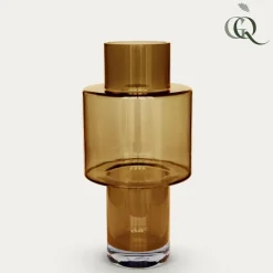 LA GREEN TOUCH - Vase en verre taupe - h40cm, ø20cm