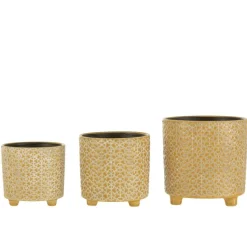 LANA DECO - Cache pot en céramique ocre 16.5x16.5x16.5 cm