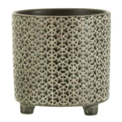 LANA DECO - Cache-pot déco en céramique "minada" 16cm gris