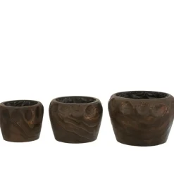LANA DECO - Cache-pot en bois "thibo" 29cm marron